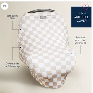 Itzy Ritzy Checkered Multi-Use Cover in Tan and White